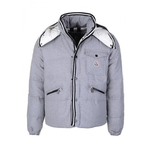 Moncler Giù semplici Breve Grigio Caldo Zipper Uomo Cappotti uscita